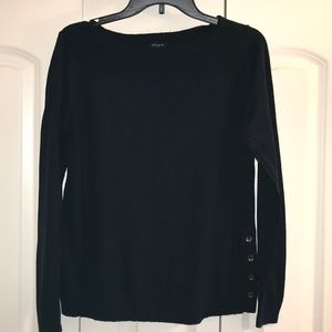 Ann Taylor Navy Boat Neck Sweater w/ Button Detail